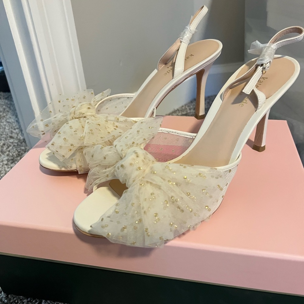 Kate Spade bridal sparkle heels (color-parchment)